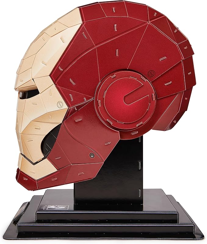 4D Build, Marvel Iron Man 3D Puzzle Model Kit with Stand 96 Pcs | Iron Man Helmet Desk Decor | Building Toys | 3D Puzzles for Adults & Teens 12+