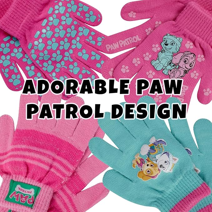 Nickelodeon Girls' Paw Patrol Ski Gloves - Marshall, Chase, Rubble Ski Gloves or Mittens (2-7)