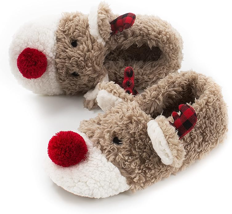 Cute Animal House Slippers, Warm Fuzzy Slipper Socks with Grippers Non Slip, Cozy Funny Gifts