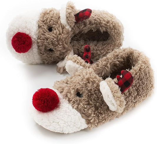 Cute Animal House Slippers, Warm Fuzzy Slipper Socks with Grippers Non Slip, Cozy Funny Gifts