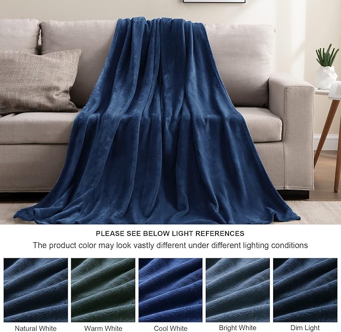 BEDELITE Fleece Blanket Soft Plush Twin Size Blanket Navy 60"x80" | Ultra Soft Fleece, Plush Microfiber, Lightweight Warmth, All Season Comfort, Fade Resistant, Machine Washable, Couch Sofa Bed