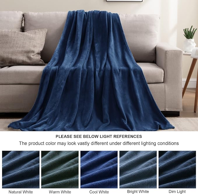 BEDELITE Fleece Blanket Soft Plush King Size Bed Blanket Navy 108"x90" | Ultra Soft Fleece, Plush Microfiber, Lightweight Warmth, All Season Comfort, Fade Resistant, Machine Washable
