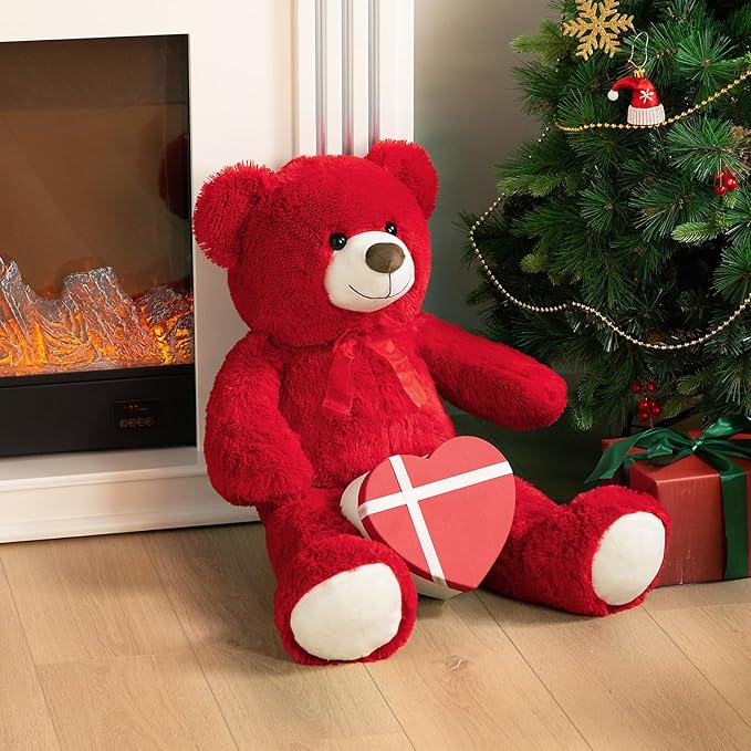 HollyHOME Big Teddy Bear Large Teddy Bear Stuffed Animal Birthday Valentines Day Plush for Kids and Girlfriend 36 inch Red