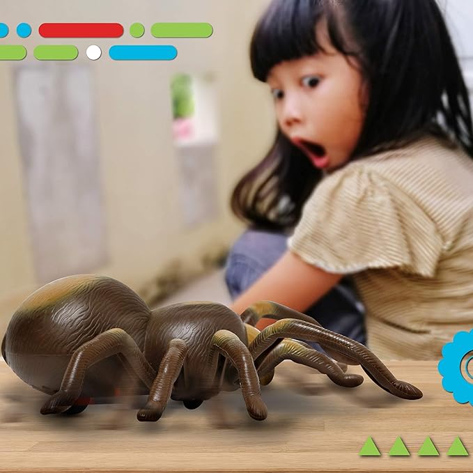 Discovery™ RC Tarantula Spider – Remote Control Toy Spider with Realistic Movement, Red LED Eyes & Wriggling Legs | Prank Gift for Boys Girls & Bug Lovers| Fun Electronic Animal Toy for Kids Ages 8+