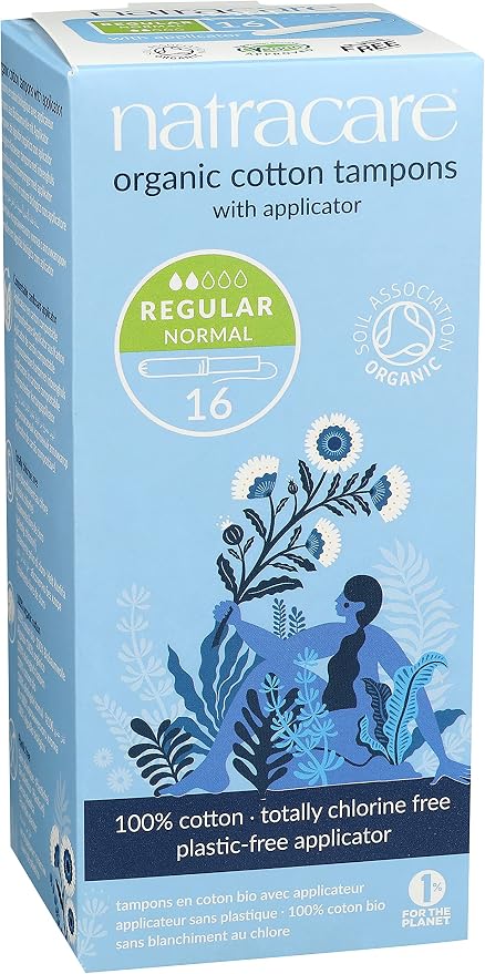 Natracare Organic Cotton Regular Tampons with Cardboard Applicator, (16 Pack, 192 Tampons Total)