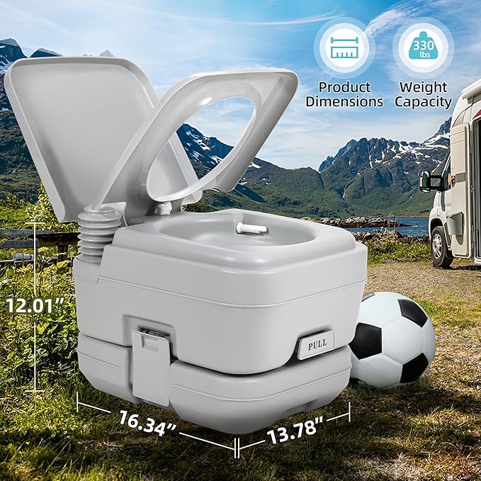 YITAMOTOR 3.2 Gallon Portable Toilet, Camping Porta Potty, RV Toilet with Powerful Flush Pump, Odor-Sealing Slide Valve, Leakproof for Adults, Hiking, Outdoors, Travel