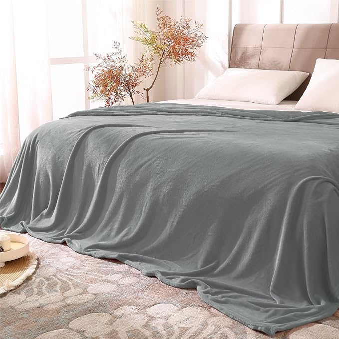 BEDELITE Fleece Blanket Soft Plush Queen Size Bed Blanket Grey 90"x90" | Ultra Soft Fleece, Plush Microfiber, Lightweight Warmth, All Season Comfort, Fade Resistant, Machine Washable,Perfect for Bed