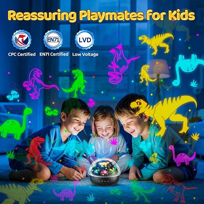 【Gift Box】 Kids Night Light Projector, 【3 Films & 93 Colors】 3 Year Old Boy Toys, [5 Brightness & Remote Control] 3 Year Old Boy Birthday Gift, Rotate Christmas Gifts for Kids Gifts
