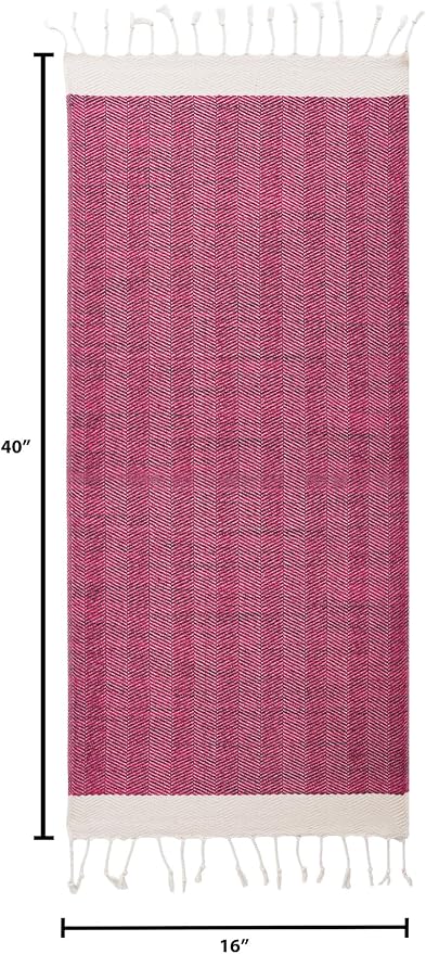 BAY LAUREL Turkish Hand Towel – Pack of 2 | Soft & Absorbent Decorative Towels for Bathroom, Hand, Face, Hair, Gym, Yoga, SPA, Kitchen & Tea | Boho Decor (Fuchsia, Herringbone 16X40 Inches (Set of 2)