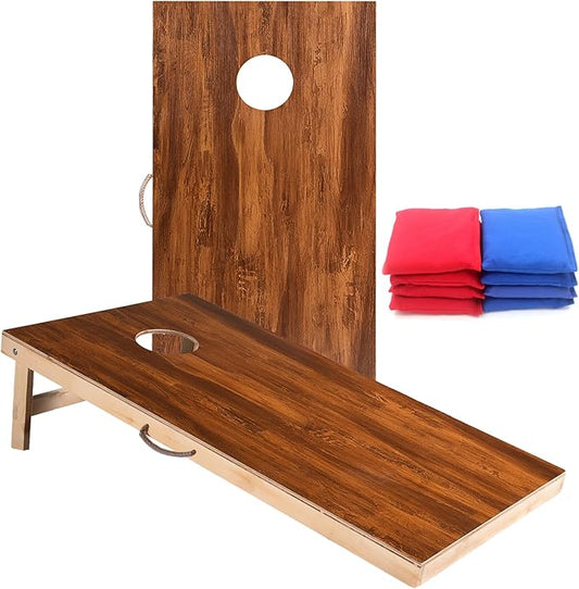 Sportdo Solid Wood Vintage Cornhole Game Set, Two 4'x2'Cornhole Boards, 8 Cornhole Bags for Indoor and Outdoor Toss Games Competitions, Tournaments