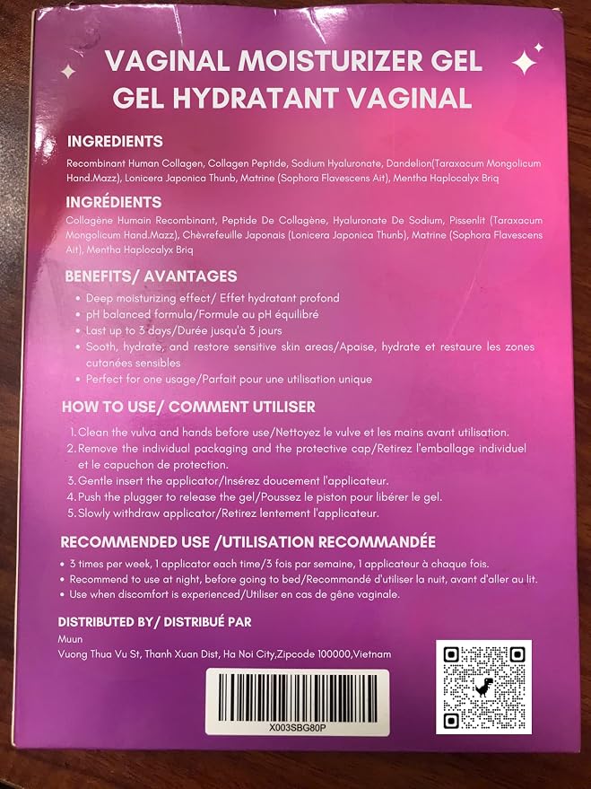 Muun Vaginal Moisturizer - Pack 12 Immediate Intimate Hydration - Dryness Burning Itching Discomfort Relief with Hyaluronic Acid - pH Balance - Estrogen & Hormone Free, Long-Lasting