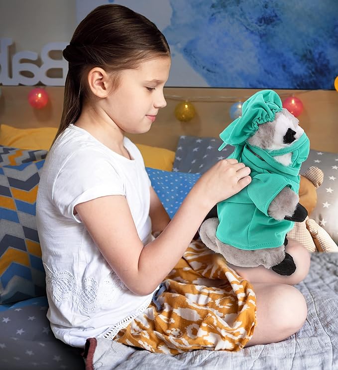 DolliBu Doctor Dress Up Set For Teddy Bear Plush Toy - Surgeon Scrubs Outfit For Stuffed Animals, Doctor Cap, Shirt, Pants, & Mask For Teddy Bear Costume - Large