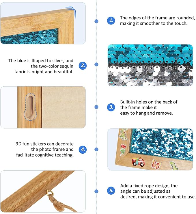 Sensory Wall | Sensory Wall Panel for Kids | Sequin Fabric Sensory Wall | Sequin Sensory Wall Frame | Sequin Flip Fabric | Sensory Wall Panel | Wall Sensory Board (Blue)