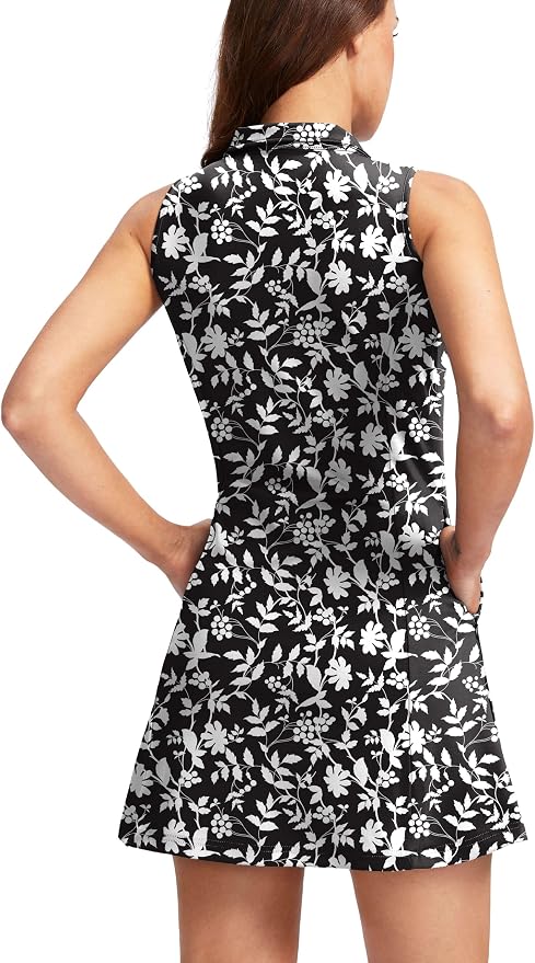 Viodia Women's Tennis Golf Dress with Shorts | Active, Exercise, Workout, Sports, Athletic, Dresses for Women, with Zipper Pockets