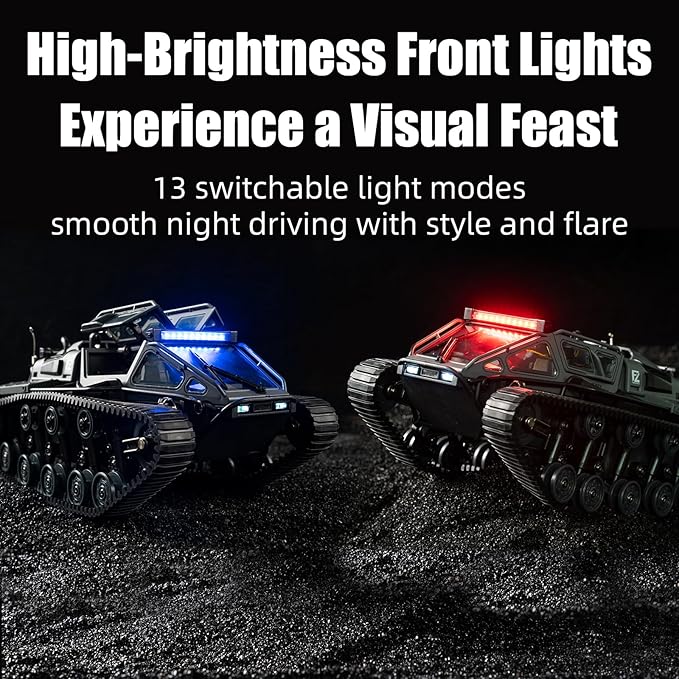 XINGRUI 1:12 Scale Remote Control Car Military Crawler Off-Road RC Tank with 4WD, Adjustable Speed/Steering, 2 Batteries & Openable Doors – All-Terrain RC Truck for Kids Adults, Birthday Gifts