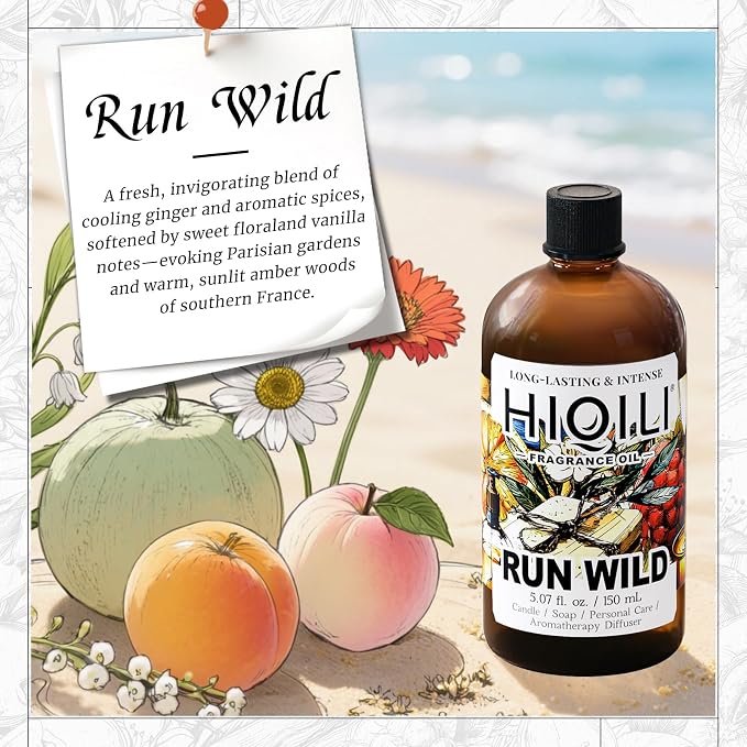 HIQILI Run Wild Fragrance Oil for Candle, Soap & Diffuser | Inspired by Cl.Klein E-Scape, Women's Perfume, Fresh Scents for Reed Diffuser, Wool Dryer Balls - 5.07 fl oz