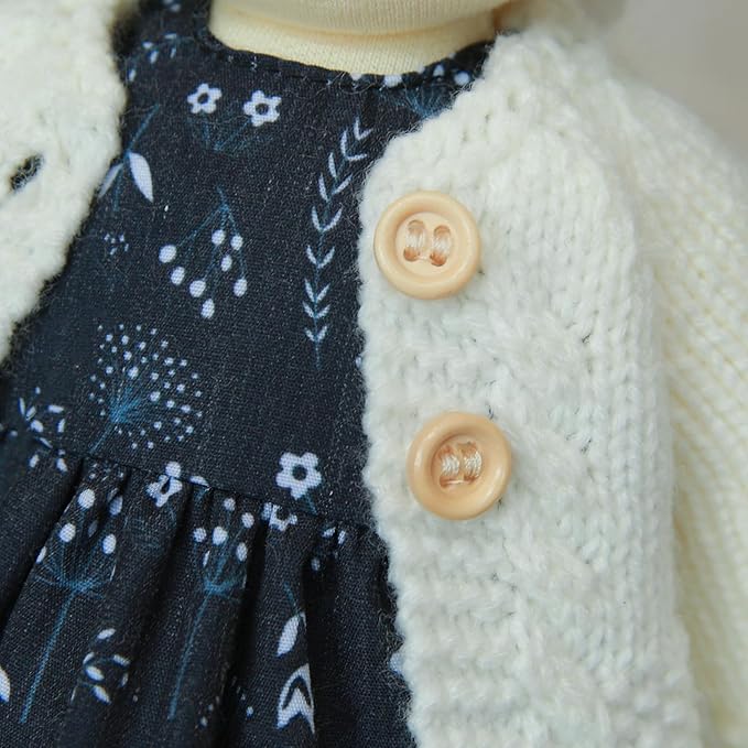 Handmade Soft Girl Rag Doll - Ella 12" with Cute Stuffed Plush, Ideal First Doll for Babies & Toddlers
