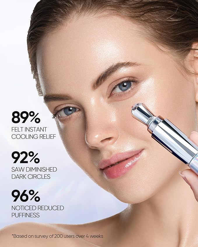 SKINTIFIC 360° Crystal Massager Lifting Eye Cream, Reduces Puffiness, Nourishes Eye Area with 3D Peptides, Niacinamide & Caffeine
