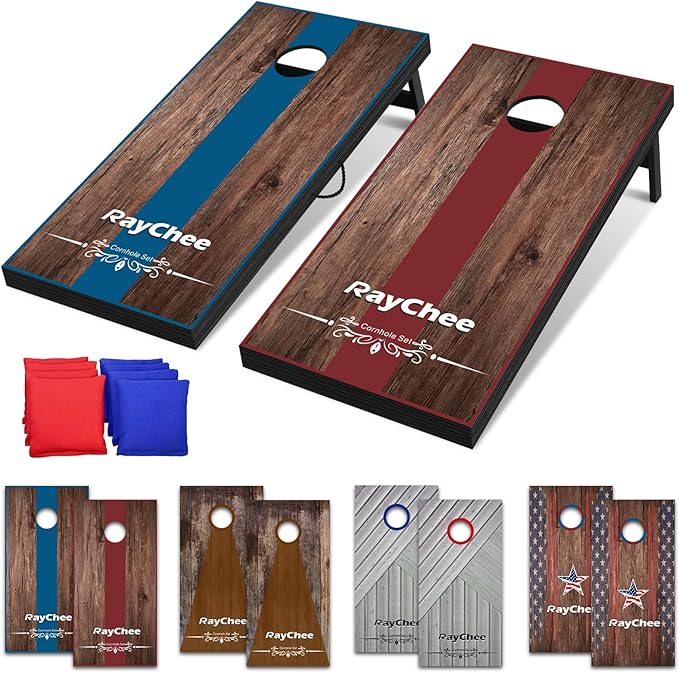 Cornhole Sets, 3'x 2'/ 4'x 2' Vintage Cornhole Game Set, Regulation Size Cornhole Boards, Corn Holes Outdoor Toss Game Competitions, w/ 8 Bean Bags for Adults, Family, Lawn, Beach, Outside Activities