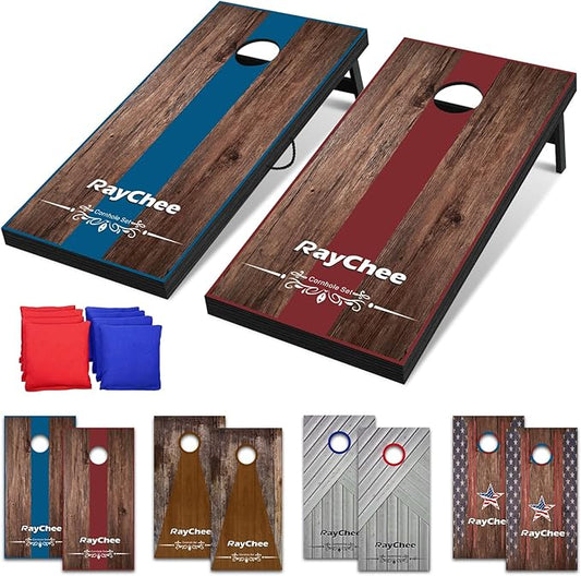 Cornhole Sets, 3'x 2'/ 4'x 2' Vintage Cornhole Game Set, Regulation Size Cornhole Boards, Corn Holes Outdoor Toss Game Competitions, w/ 8 Bean Bags for Adults, Family, Lawn, Beach, Outside Activities