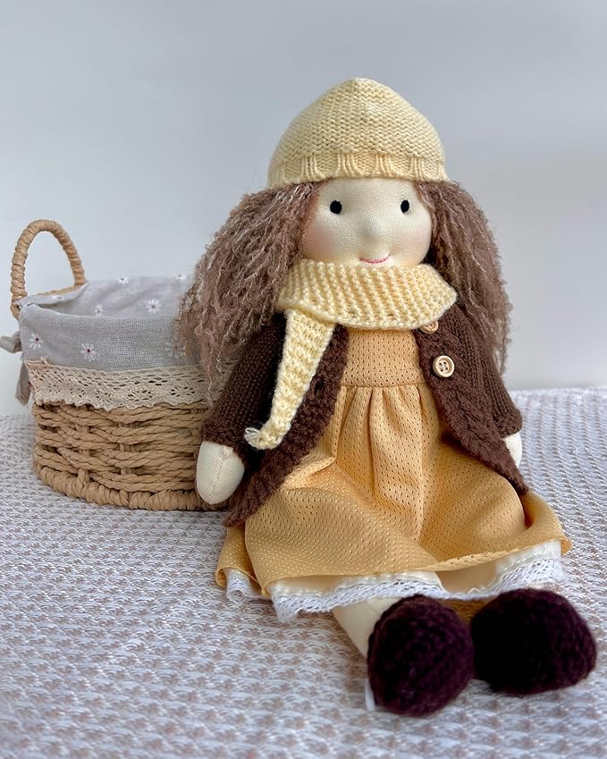 Waldorf Doll Handmade Rag Doll - Personalized Collectors Plush Doll for Kids Birthday Present with Beautiful Present Box-Amelia 12"
