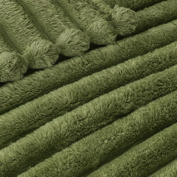 Exclusivo Mezcla Striped Queen Size Fleece Blanket for Bed, Couch, 90"x90" | Soft Breathable Cozy Bed Blankets, Lightweight Plush Fluffy Fuzzy Jacquard Decorative Blankets