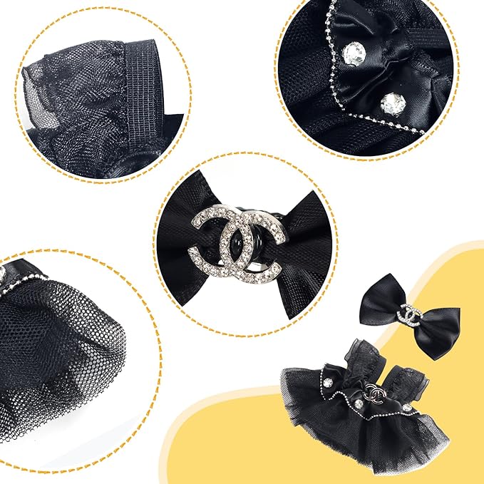 17cm Doll Clothes - 2PCS Skirt and Hairpin，6.7 Inches Pretty Black and White Skirt Doll Accessories,