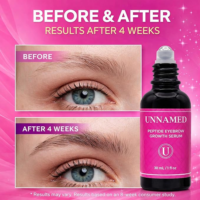 UNNAMED Peptide Eyebrow Growth Serum with 6X More Active Ingredients - Brow Serum for Thicker Fuller Brows, Sparse Thinning and Over-Plucked - 30ml Roller Ball