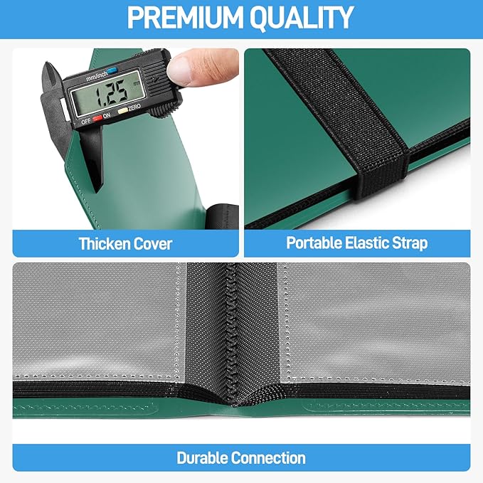 Card Binder, Upgraded 4 Pockets Trading Card Collection Binder for Cards, 160 Pockets Mini Card Book Holder Album - Green