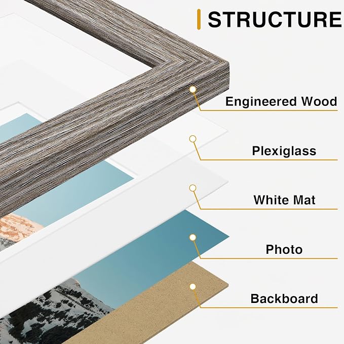 Vittanly 15 Pack Picture Frames Collage Wall Decor, Wall/Tabletop Display | Dark Grey, Multi-Size Gallery Wall Frame Set: 3pcs 8x10, 6pcs 5x7, 6pcs 4x6. Picture Frame Set for Family
