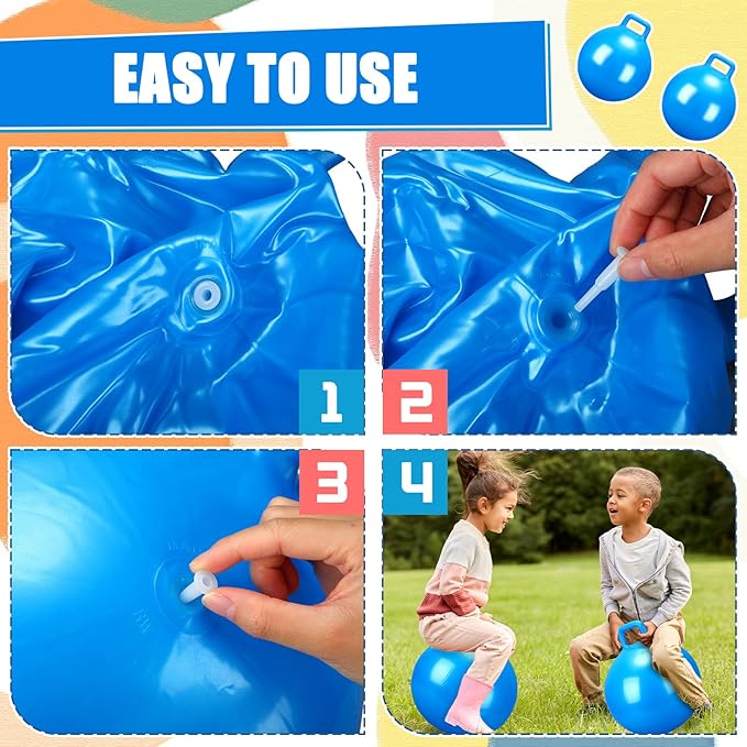 Kids Bouncy Hopper Ball with Handle Jumping Hopping Exercise Balls for Toddlers Boys Girls Indoor Outdoors Sports School Games Exercise Gifts(18 Inch,Blue)