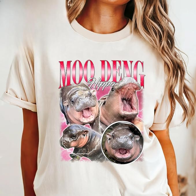YOUNG GREEN Moo Deng Sweatshirt Moo Deng Bouncy Pig T-Shirt The Cute Baby Hippo Sweatshirt Gift For Moo Deng Lovers