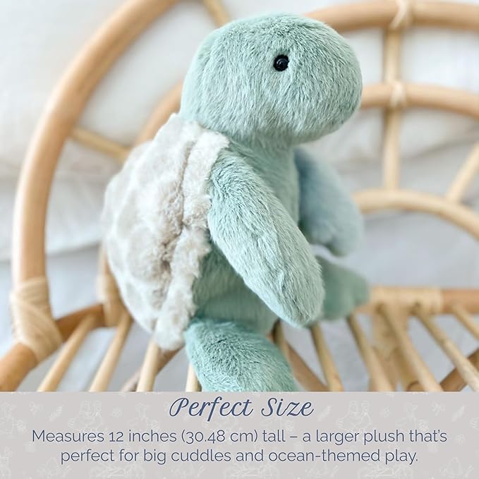 MON AMI Taylor The Turtle Stuffed Animal – 12”, Sea Turtle Plush Toy, Use as Toy/Nursery Room Décor, Gifts for Kids of All Ages, Ocean Animals