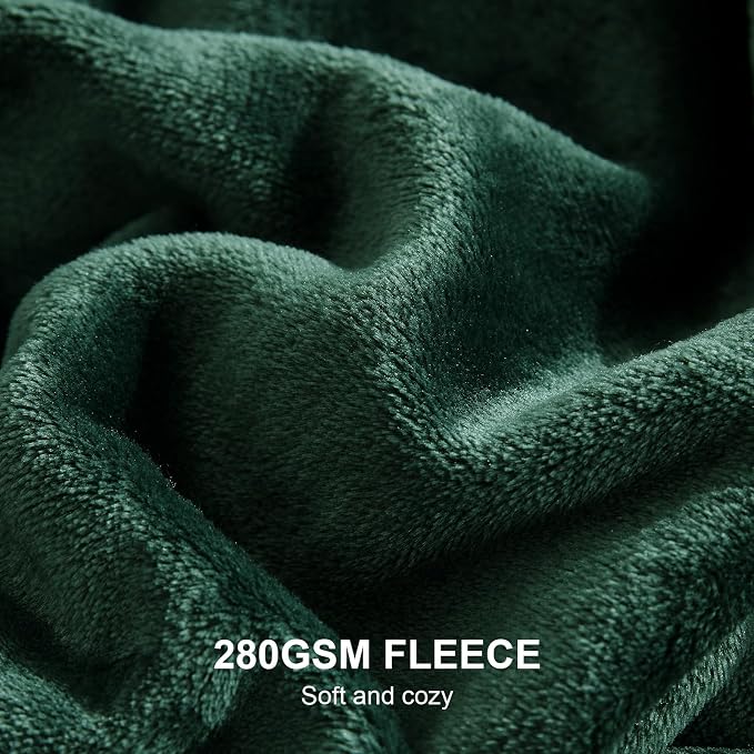 Hansleep Full Dark Green Fleece Blanket, Soft Flannel Bed Blanket | Fuzzy Cozy Blanket 84x90 Inches, Multi-use for Bed, Sofa, Couch, Travel, Camping, All Season Warm Lightweight Cover