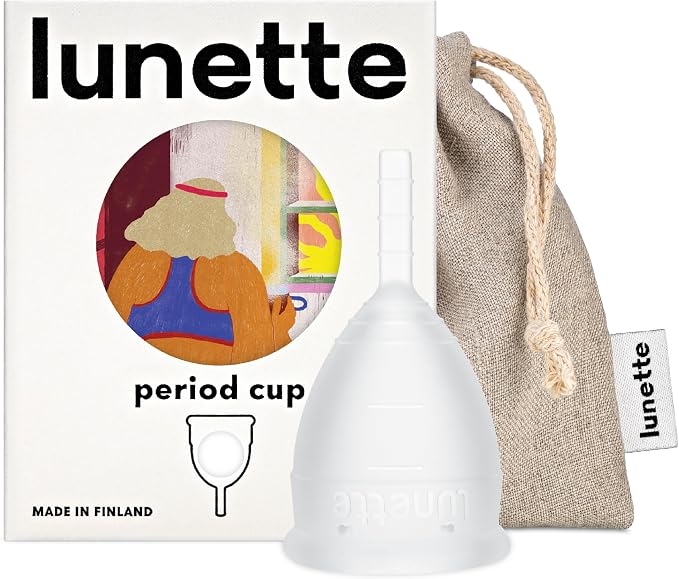 Lunette Menstrual Cup - Reusable Period Cup – Medical-Grade Silicone | 12‑hour Comfort, Reusable up to 10 years, BPA‑free, Tampon alternative, Made in Finland, Size 1 Clear