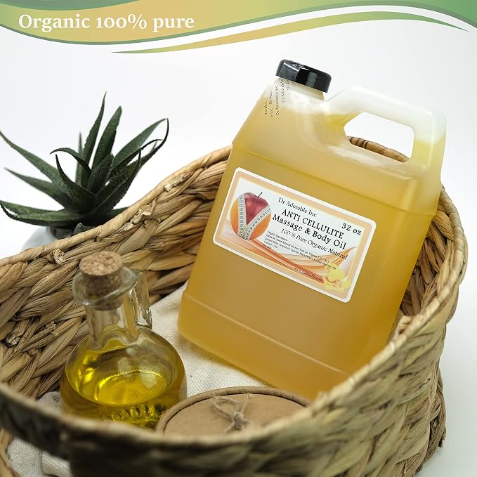 Dr Adorable - Organic Anti Cellulite Body Massage Oil with a Firming Essential and Carrier Oils Blend - 32 oz