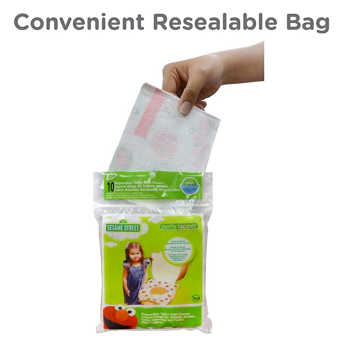 Sesame Street Potty Topper Disposable Stick-in-Place Toilet Seat Covers, 10 Count (Pack of 1)