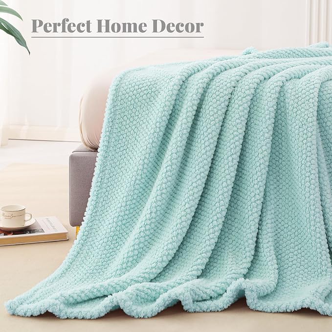 Whale Flotilla Soft Fleece King Size Bed Blanket, Light Blue | 90x104 Inch, Suitable for Bed, Fluffy Fuzzy Jacquard Blankets for All Season, Lightweight and Cozy