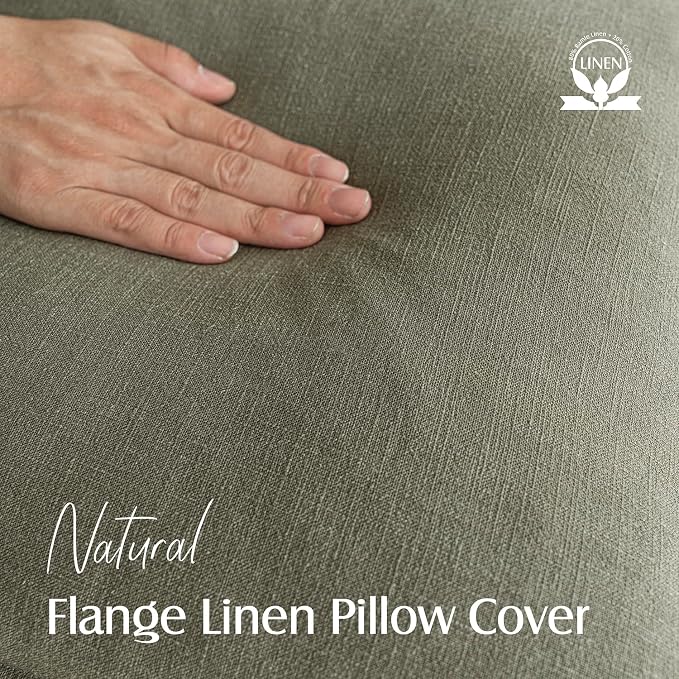 Foindtower Pack of 2, Decorative Linen Solid Throw Pillow Covers Soft Accent Cushion Case Farmhouse Neutral Pillowcase for Chair Couch Sofa Bedroom Living Room Home Decor 22x22 Inch Olive Branch Green