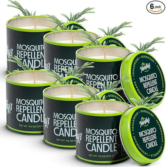 Murphy's Naturals Mosquito Bug Repellent Candles for Outdoor Patio, Citronella & Essential Oils, Soy/Beeswax Blend, 30-Hour Burn Time, 9 oz, 6-Pack