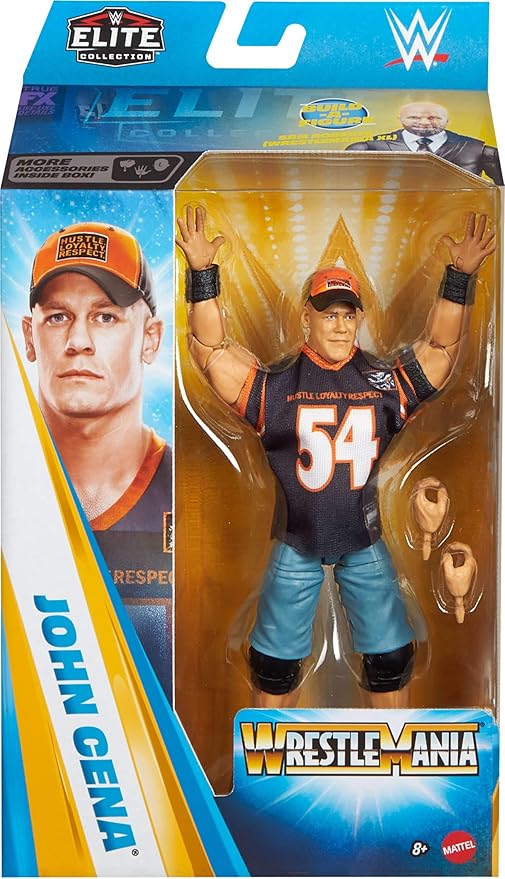 Mattel WWE Elite Collection Action Figure & Accessories, Premium Live Event John Cena Set, Wrestlemania with Sam Roberts Build-A-Figure Parts