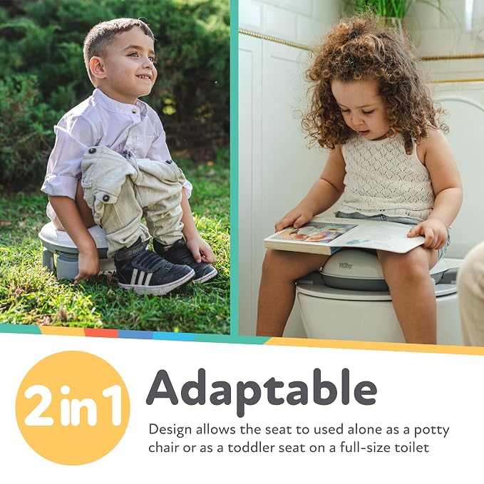Nuby On-the-Go Portable Potty Seat - Collapsible Travel Toilet Seat for Boys and Girls 18+ Months - Includes Storage Bag and Disposable Liners - Toddler Potty Training Toilet (Pack of 4)