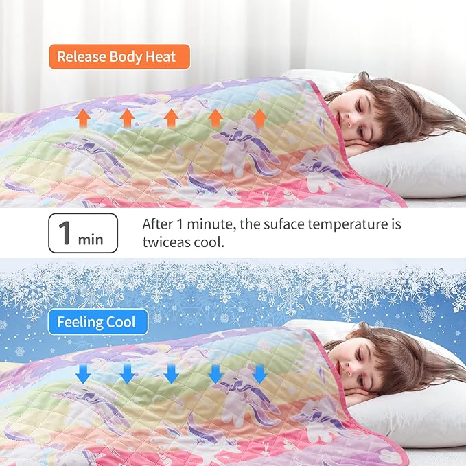 Cooling Blankets for Hot Sleepers,Glow in The Dark Blanket Unicorns Gifts for Girls,Q-Max >0.4 Cool Blanket 1-10 Year Old Girl Gift,Girls Toys Age 6-8,Valentine's Day Birthday Gifts Presents