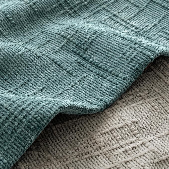MIULEE Chenille Textured Throw Pillow Covers Teal 20x20 Set of 2 | Slubby Decorative Pillows, Boho Farmhouse Home Decor, Modern Neutral Cushion Covers for Couch Sofa Bed Living Room