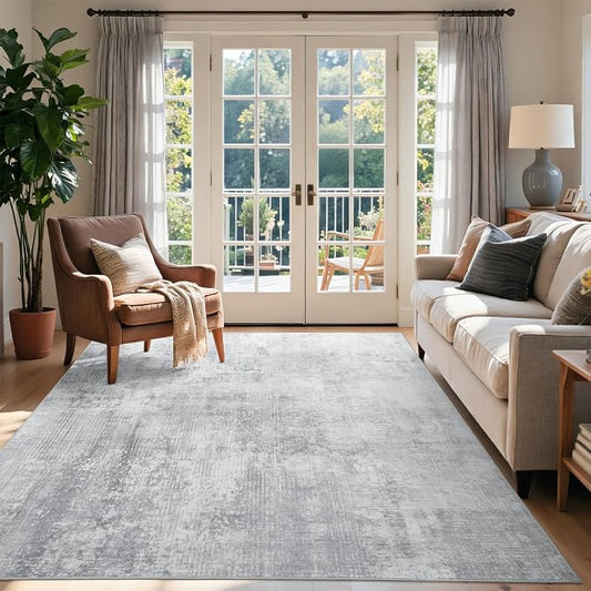 4x6 Ft Area Rugs for Living Room, Soft Non-Slip Washable Rugs Modern Abstract Pattern Carpet for Bedroom Indoor Floor Nursery Home Decor (Grey)