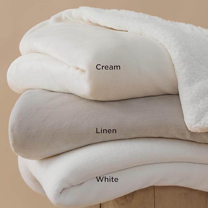 Bedsure GentleSoft Sherpa Fleece Twin Size Blanket for Couch, Non-Heated, Thick and Warm Throw for Women and Men, Soft Fuzzy Plush Twin Blanket for Spring, Cream, 60x80 Inches