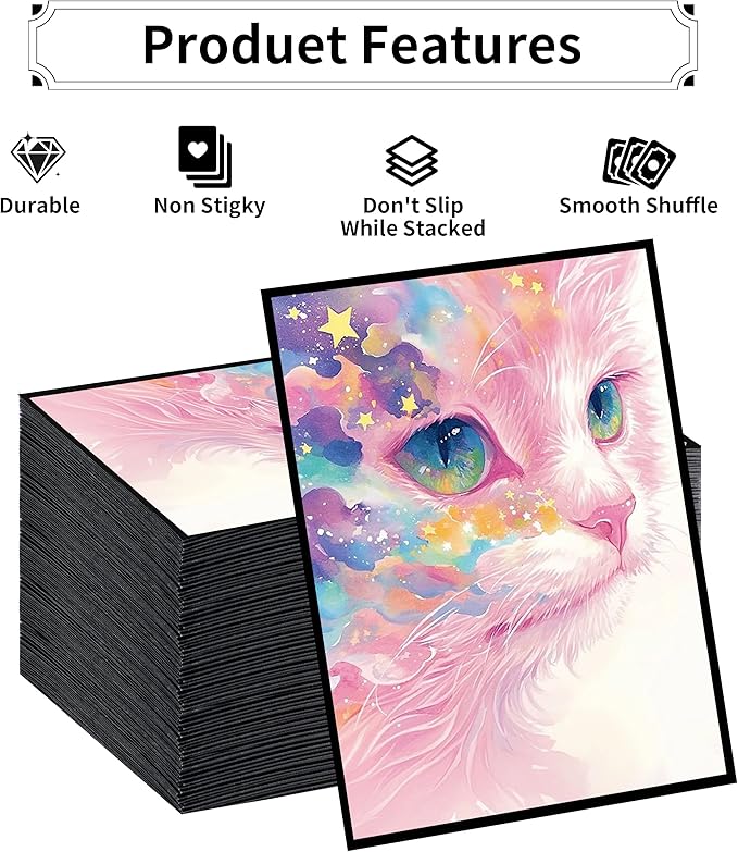 MTG Card Sleeves, Ultra Clear Front & Matte Finish Back, 100 Count Standard Size Matte Art Sleeve for Magic The Gathering (Cat)