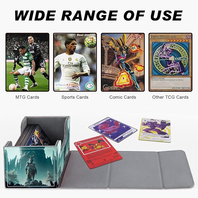 DEGDFSGR Card Game Storage Box for TCG MTG Deck Box Organizer Trading Card Case Commander Deck Box Magnetic Closure Creative Pattern Up to 200 Cards, God Of Mountains Monster