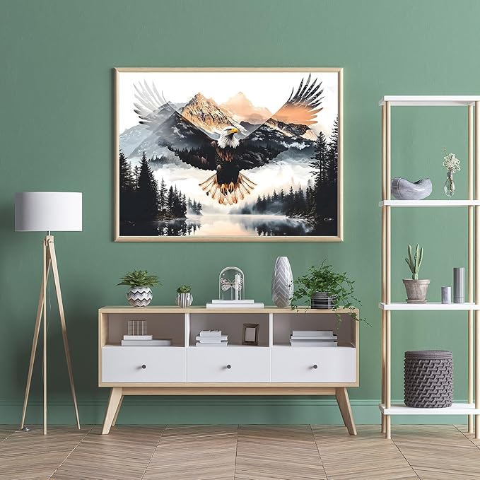 500 Piece Puzzles for Adults, Eagles Jigsaw Puzzles - Eagle's Embrace, Impossible Landscape Puzzles, Finished Size 20.47 * 14.96”, with 1:1 Poster, Letter on The Back