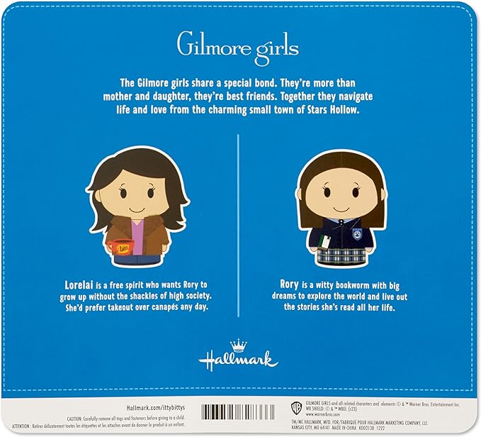 Hallmark itty Bitty Gilmore Girls Plush Toys (Lorelai and Rory) Set of 2, 4" Mini Stuffed Animals, Mom Gift for Mother's Day